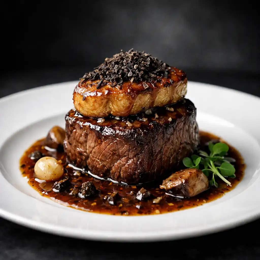 Filet de bœuf Rossini, foie gras poêlé et truffe noire