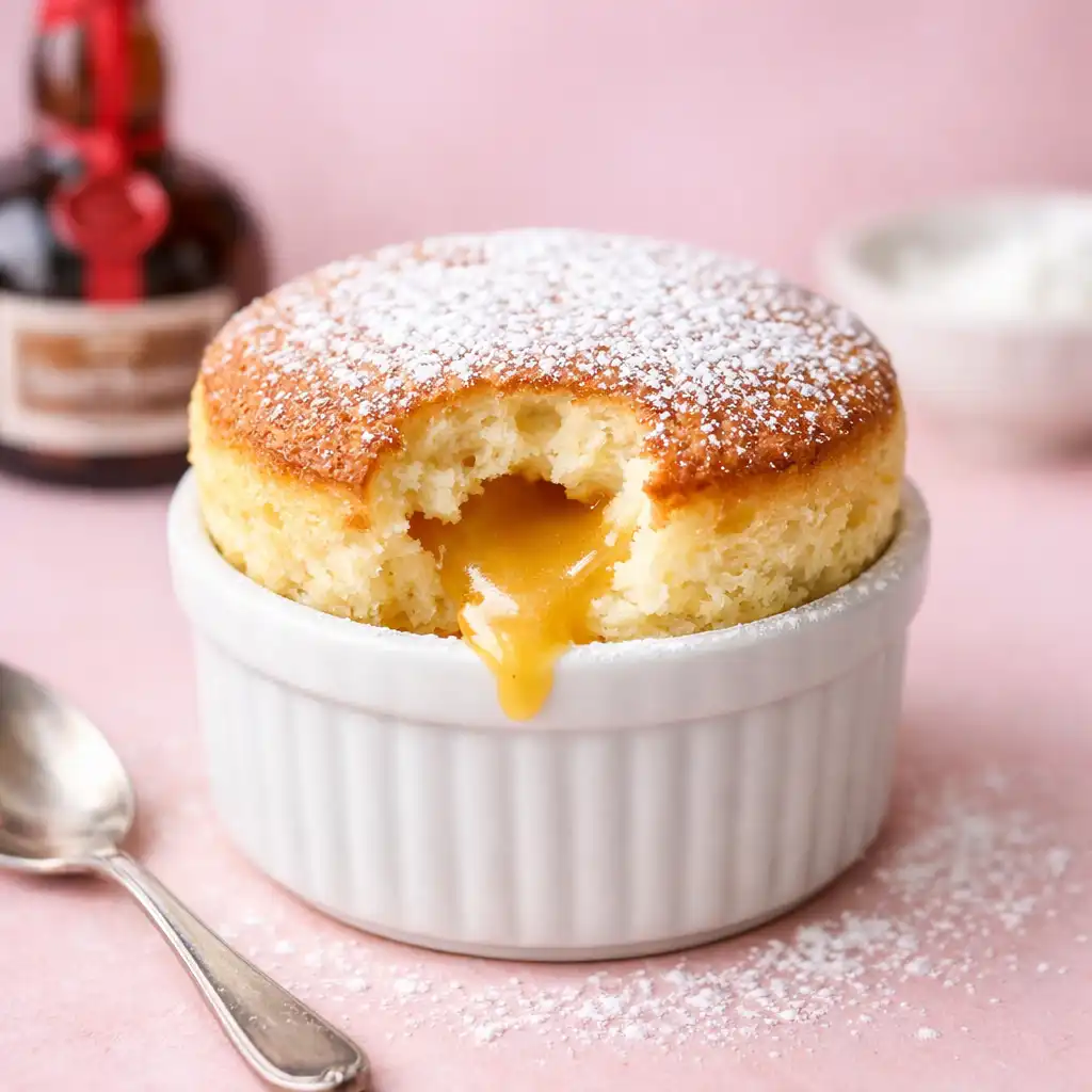 Soufflé au Grand Marnier, léger et aérien, servi tiède