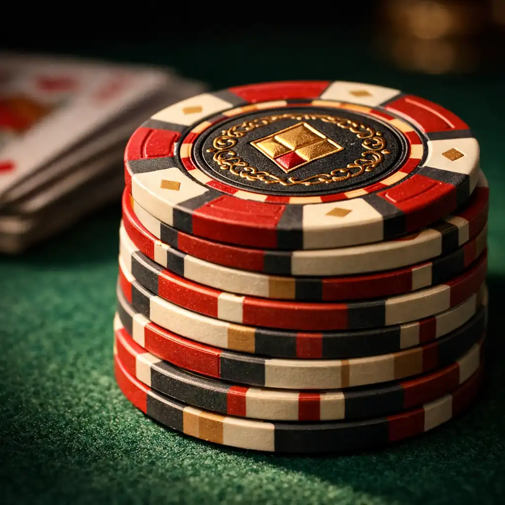 Pile de jetons de poker personnalisés aux couleurs du Salon Vermeil